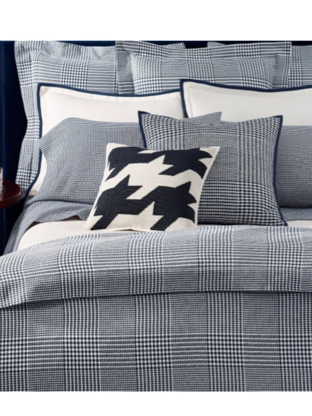 NEW Ralph Lauren Pillow Sham King Screening Room Lombard Navy Check Houndstooth